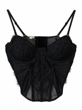 🪩 2/20 Garage Black Lace Corset Bustier Bodysuit Size M